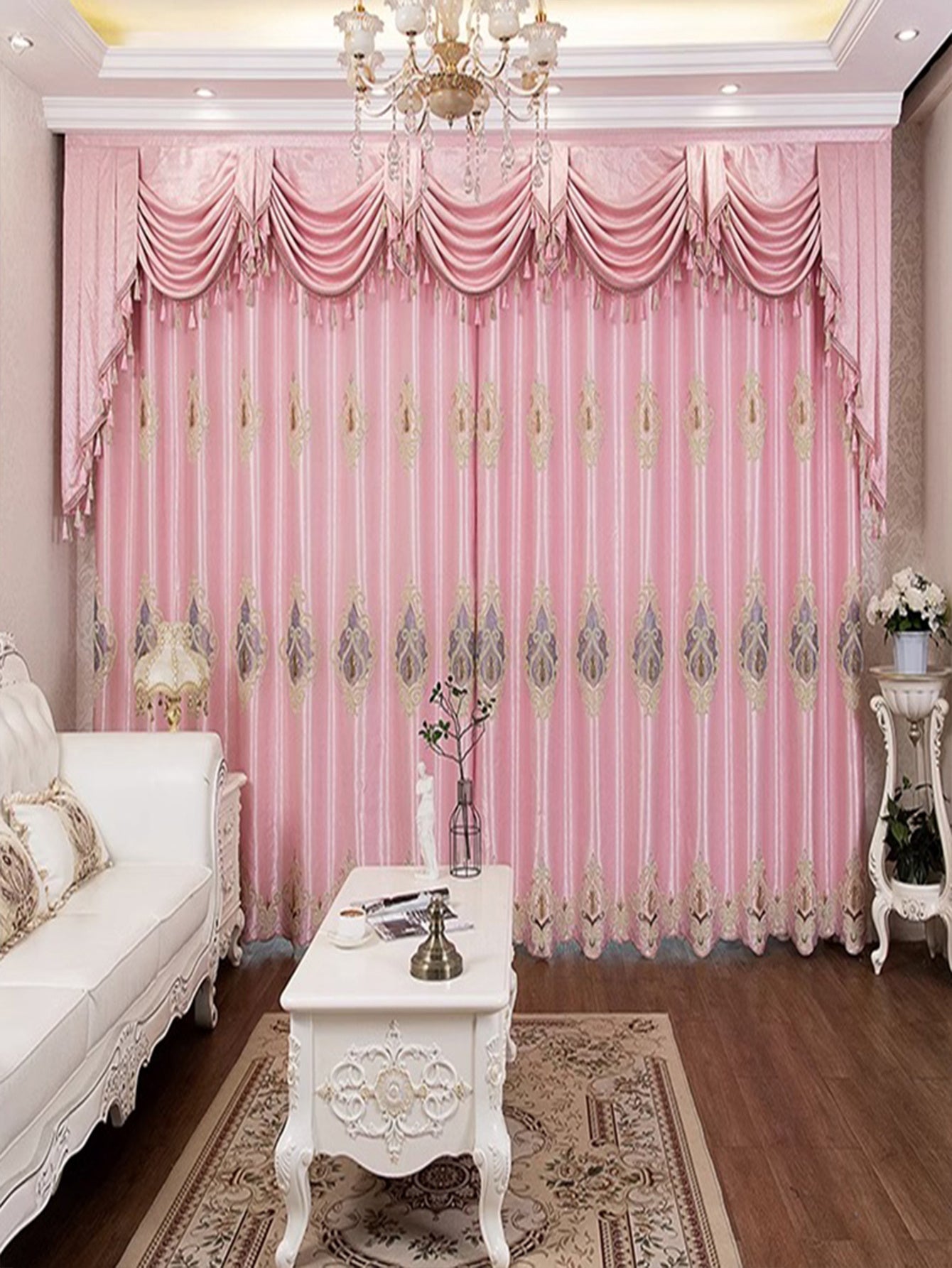 Luxury European Curtains – 2 Panels Embroidered for Bedroom