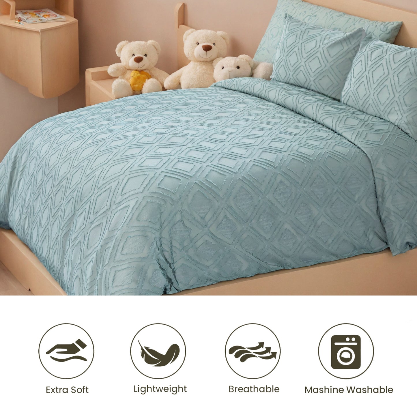 Boho Quilt Cover Set – Tufted, Washable, Hotel Quality