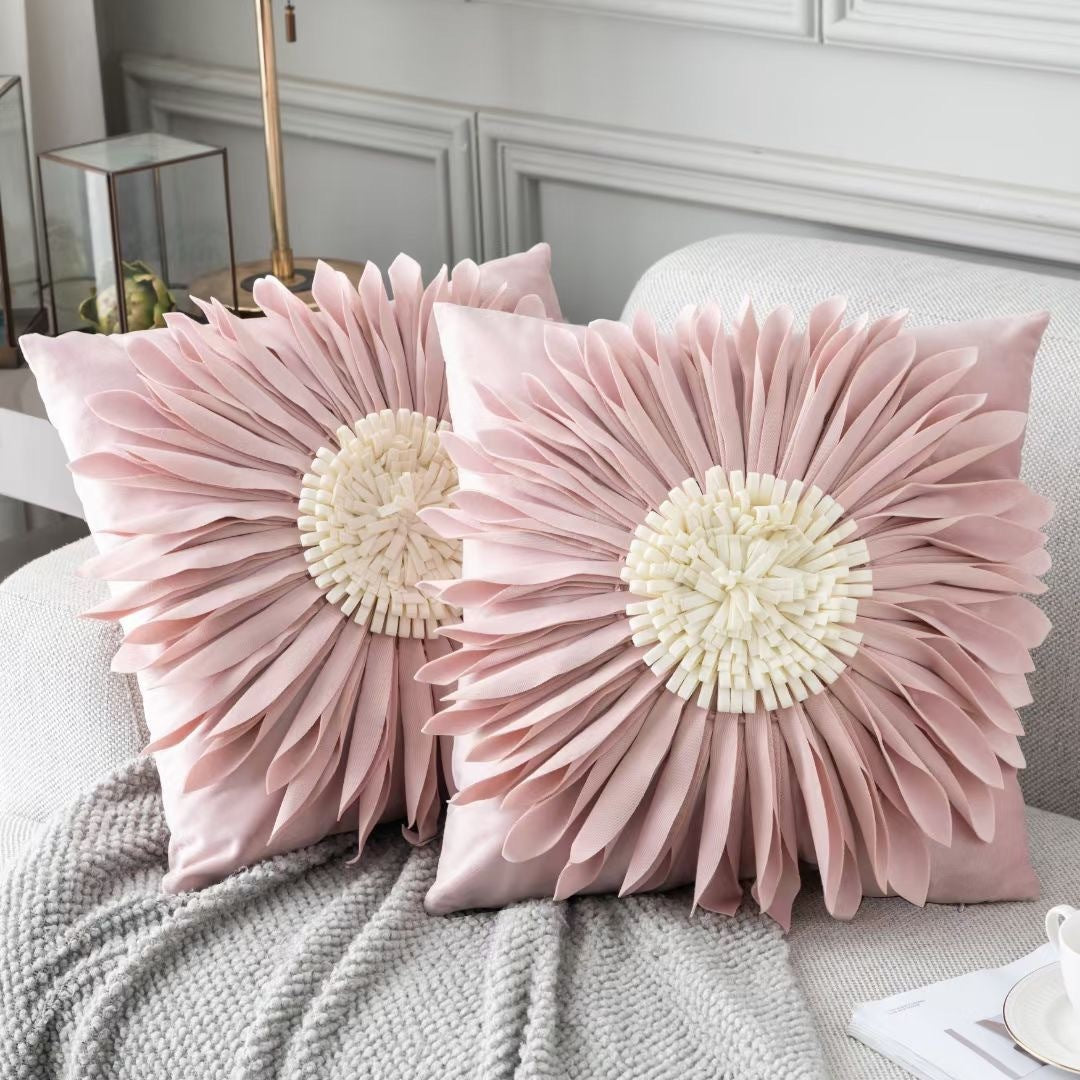 Fashion Modern Style White Throw Pillows Velvet Stitching 3D world linen