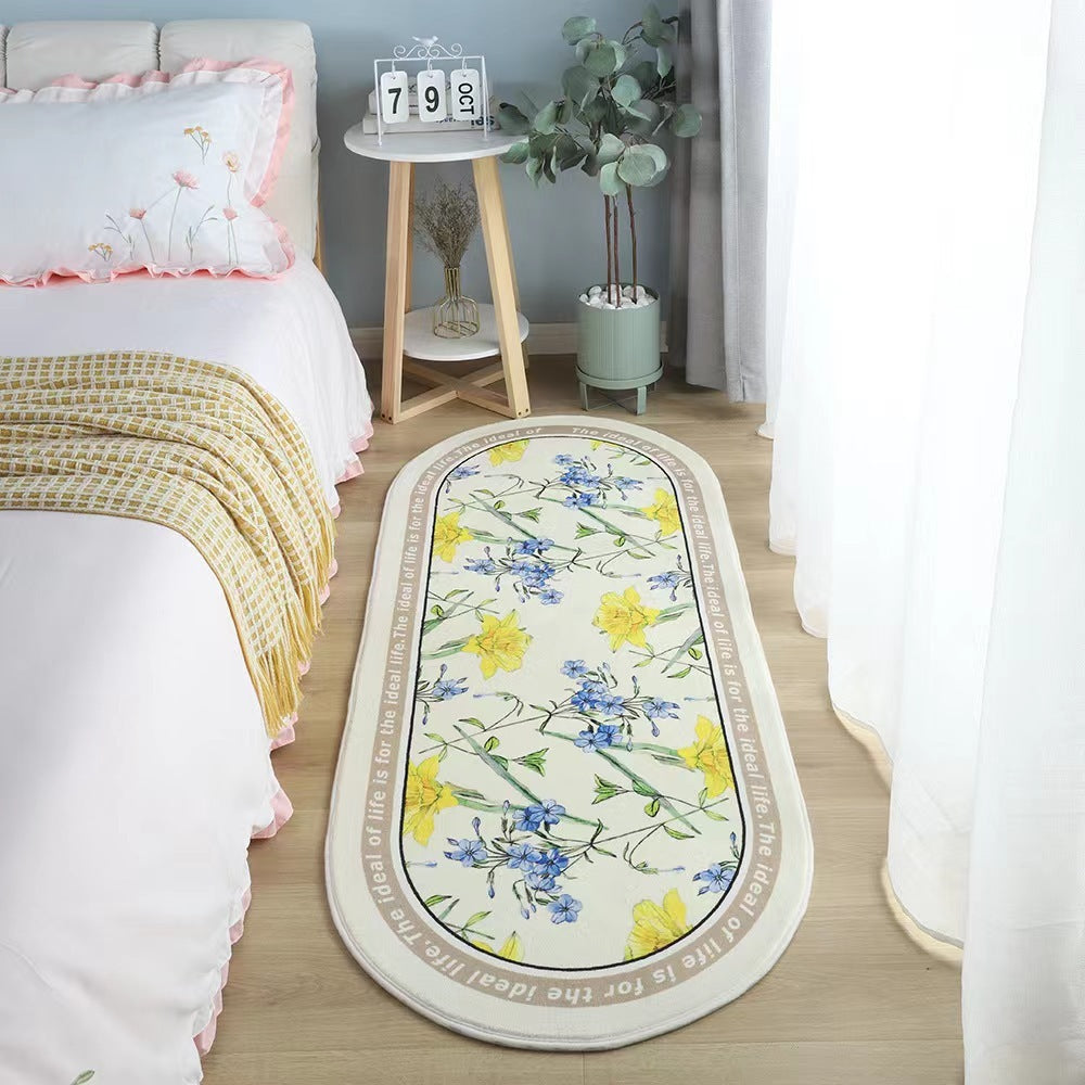 Living Room Flower Long Strip Bedroom Bedside Carpet world linen