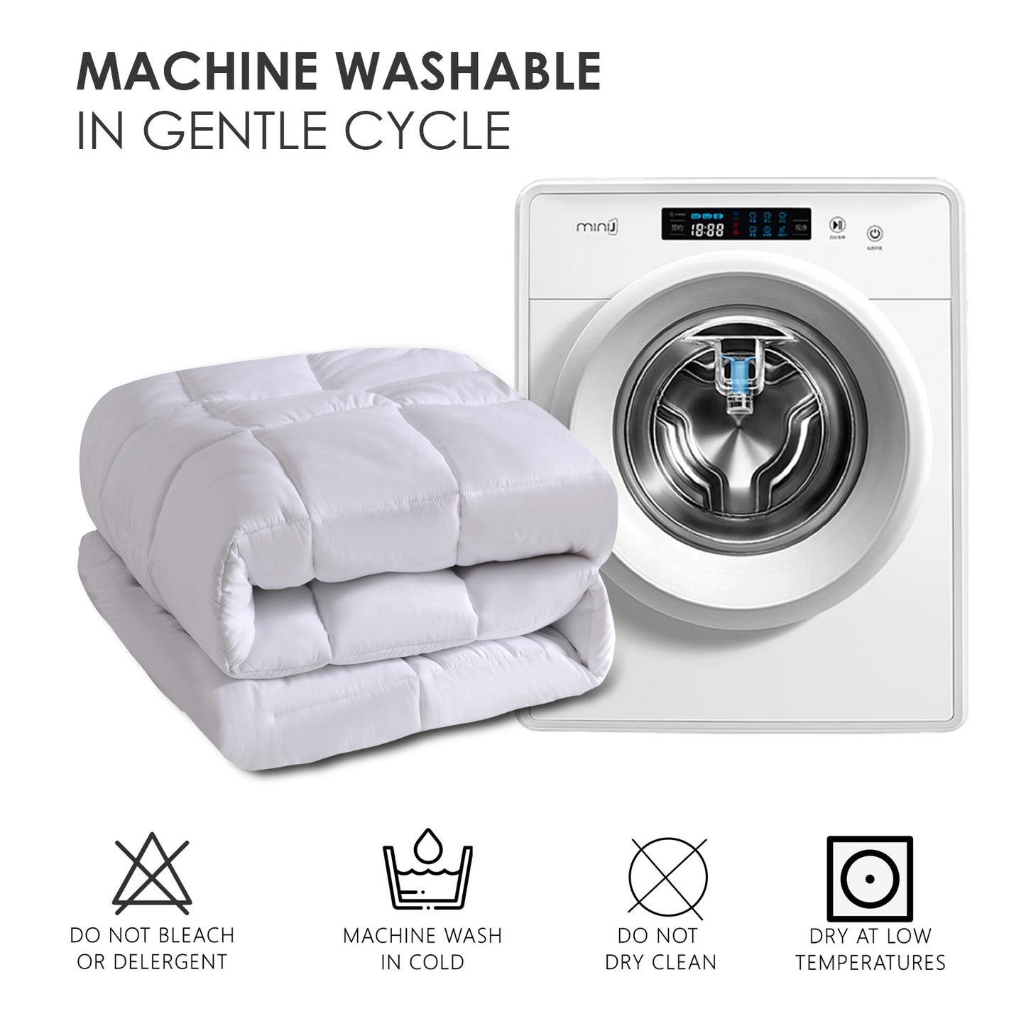 All-Season Microfiber Quilt – White Plaid, OKO-100 Cert