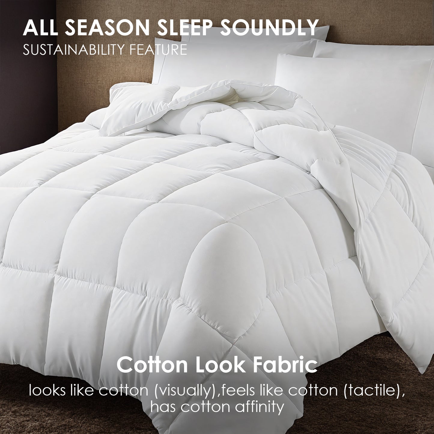 All-Season Microfiber Quilt – White Plaid, OKO-100 Cert