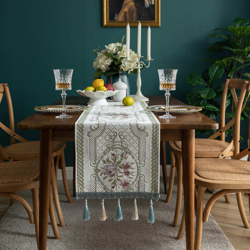 Modern Minimalist Table Runner Christmas Chenille Tassel