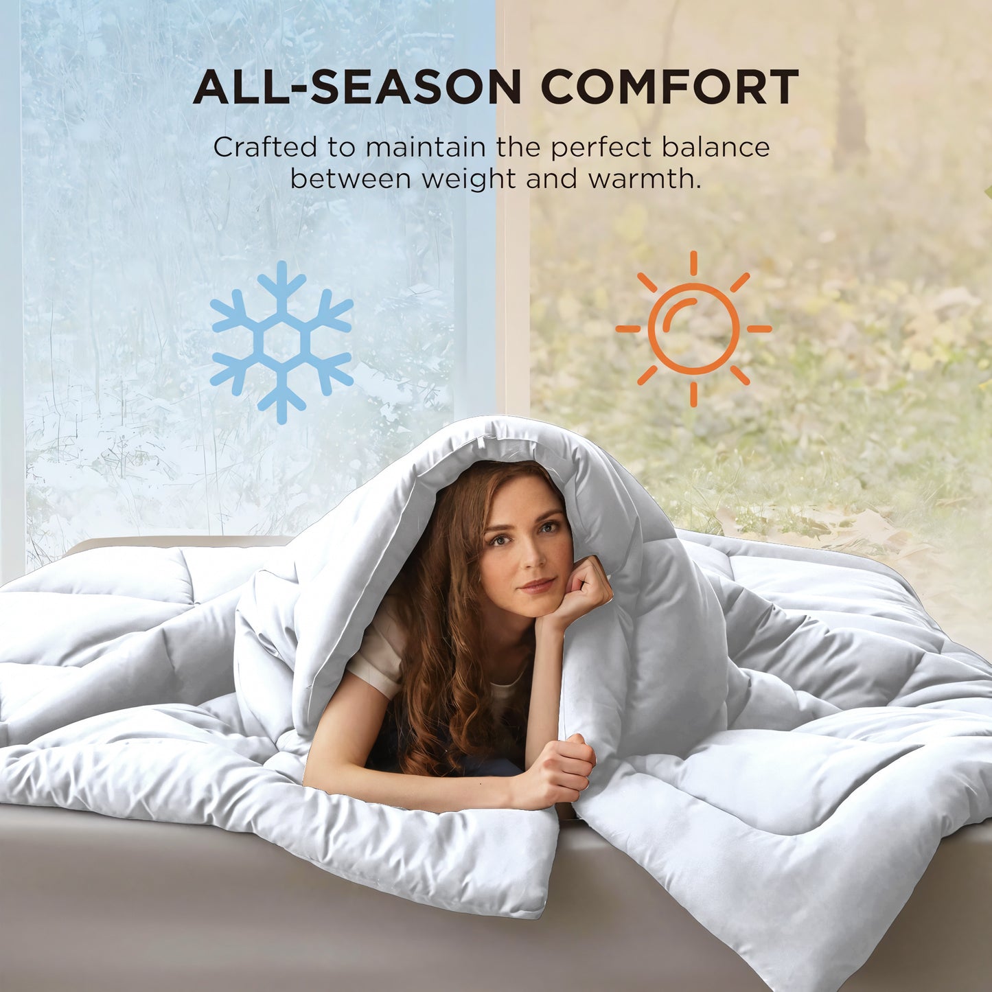All-Season Microfiber Quilt – White Plaid, OKO-100 Cert