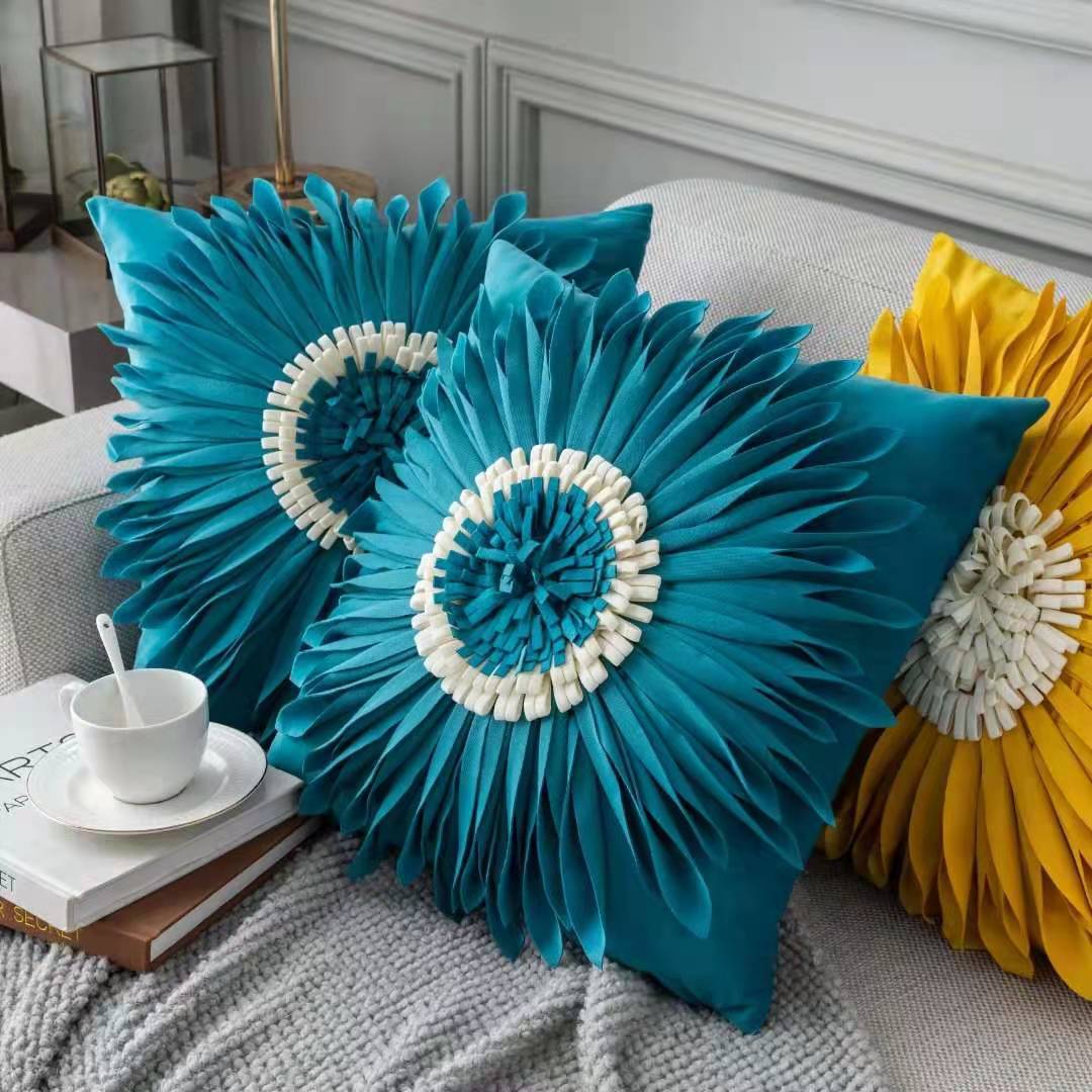 Fashion Modern Style White Throw Pillows Velvet Stitching 3D world linen