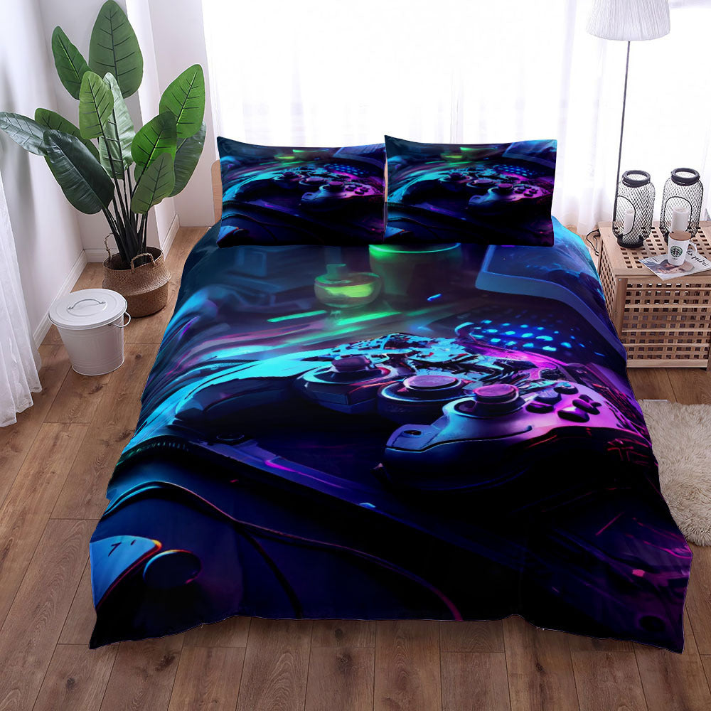 Gamepad Bed Printed Three-piece Set Bed Sheet world linen