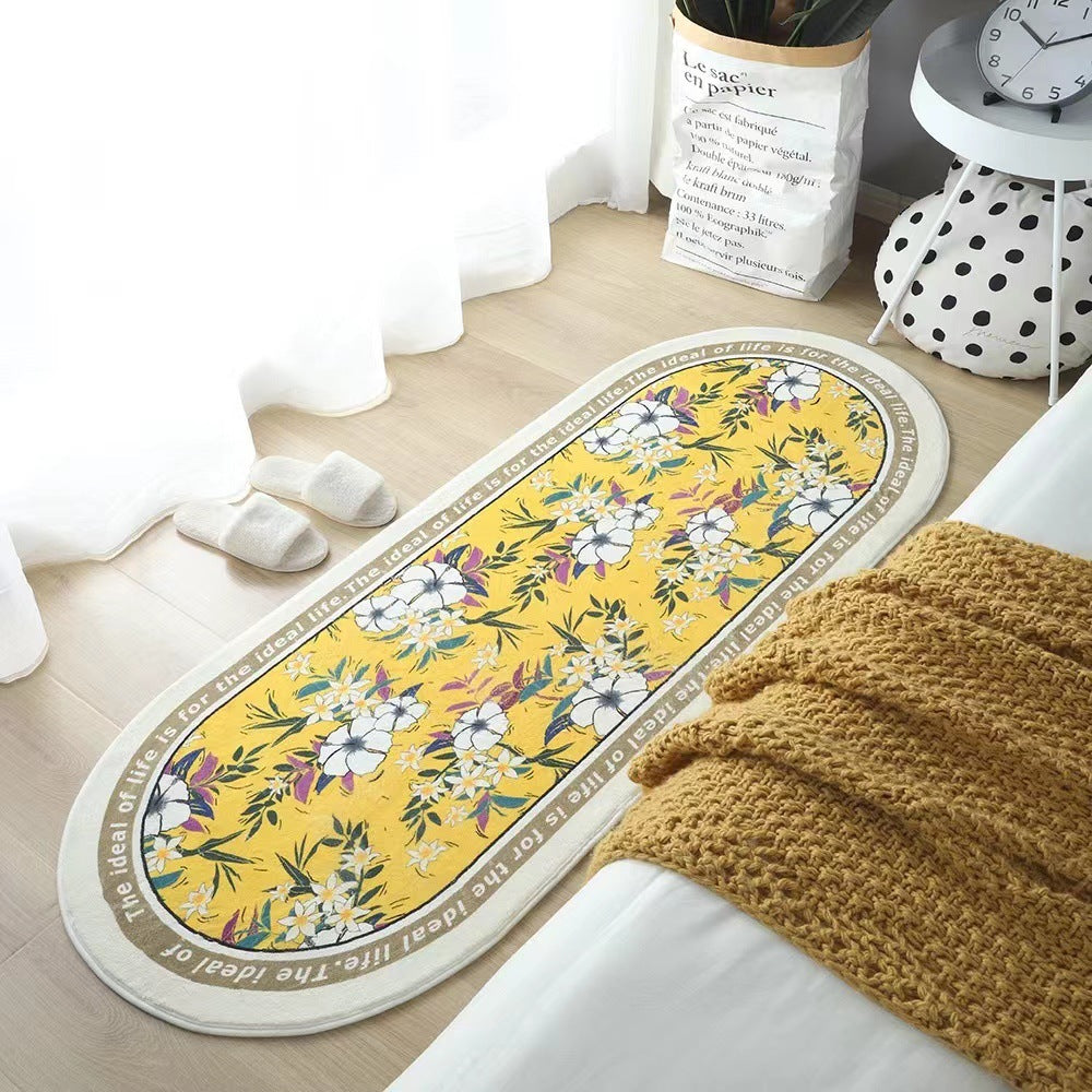 Living Room Flower Long Strip Bedroom Bedside Carpet world linen