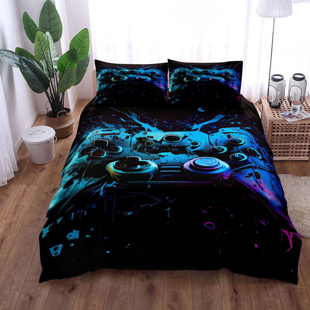 Gamepad Bed Printed Three-piece Set Bed Sheet world linen