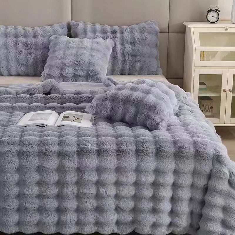 Polyester Carpet Rabbit Bubble Velvet Thickened Nap Blanket Quilt world linen