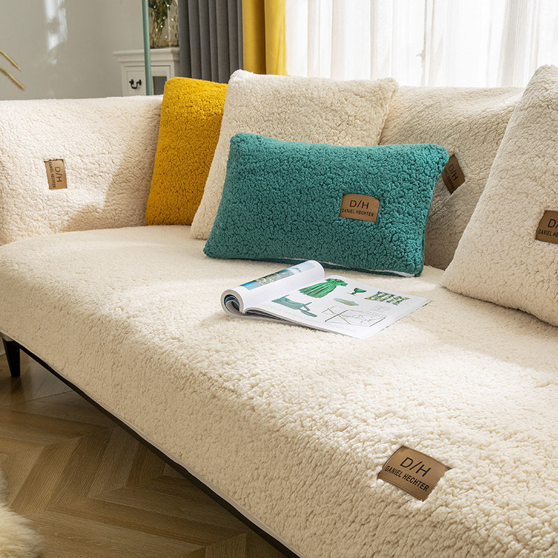 Modern Solid Color Winter Lamb Wool Sofa Towel world linen