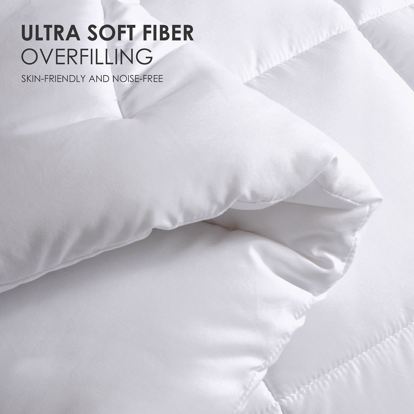 All-Season Microfiber Quilt – White Plaid, OKO-100 Cert
