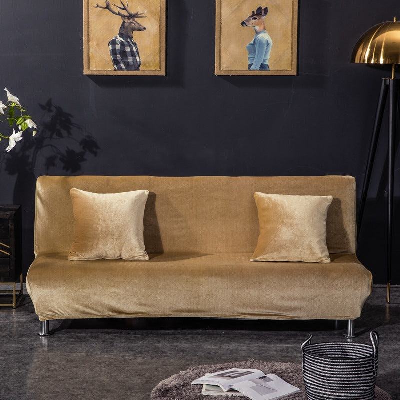 All-inclusive Silver Fox Velvet Armless Folding Sofa Bedspread