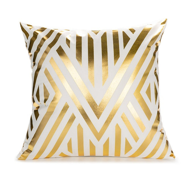 Elegant White & Gold Pillow Covers | Home Decor Accents