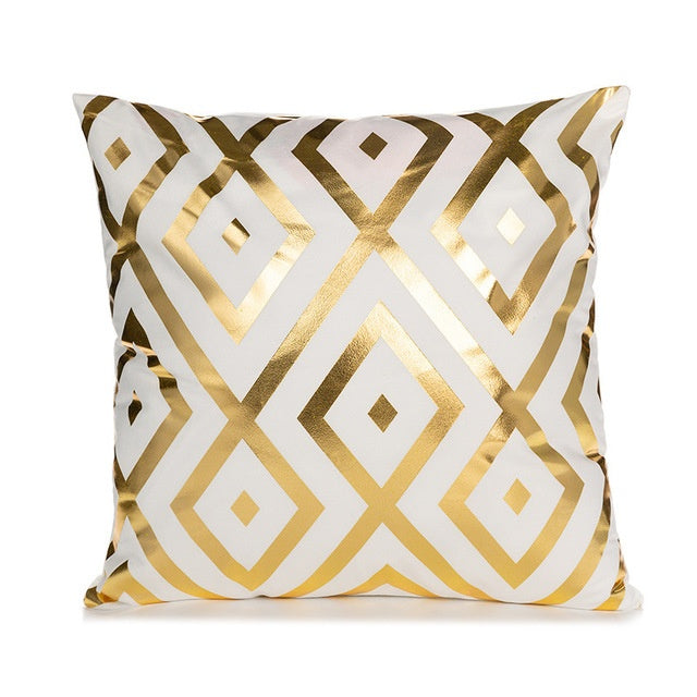 Elegant White & Gold Pillow Covers | Home Decor Accents