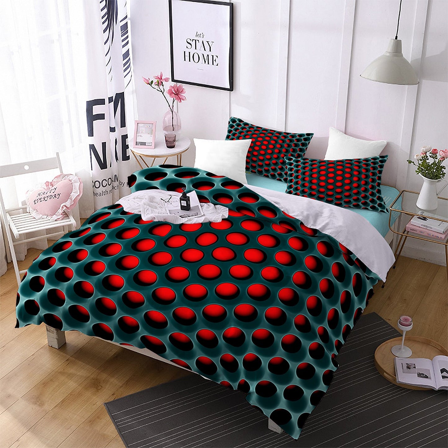 Home textile three-piece honeycomb duvet cover world linen