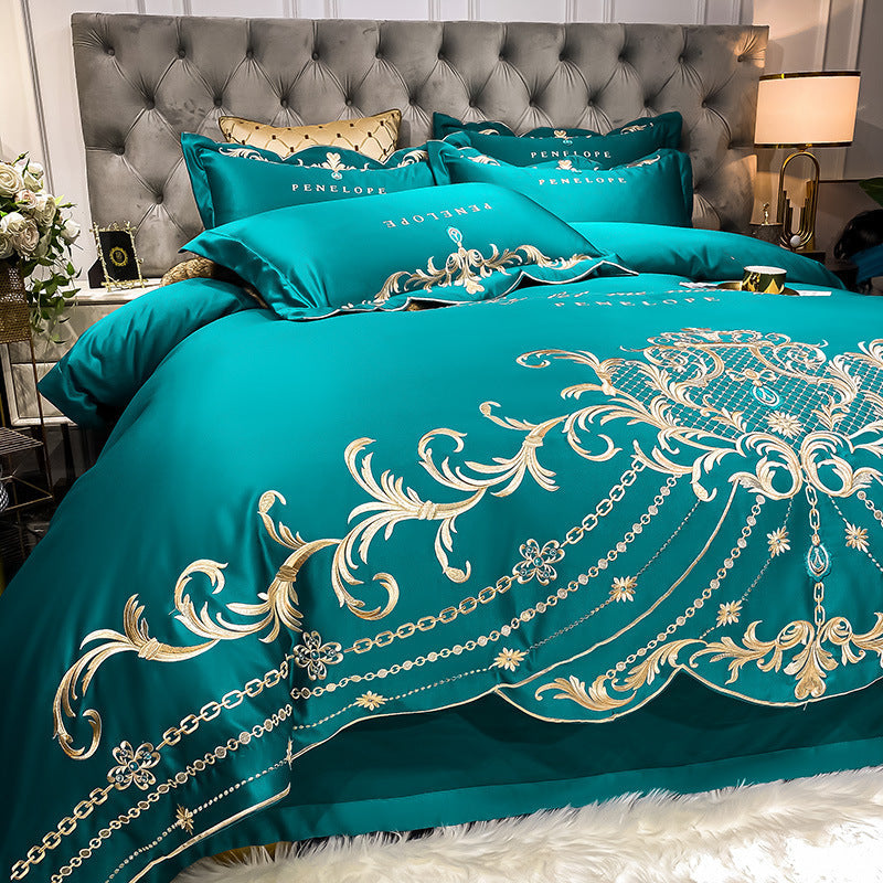 Four-piece Bed Sheet Cotton Ice Silk Quilt Cover world linen