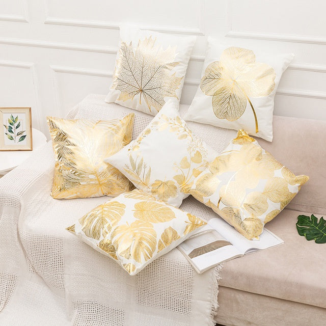 Elegant White & Gold Pillow Covers | Home Decor Accents