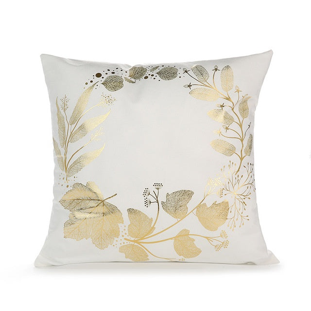 Elegant White & Gold Pillow Covers | Home Decor Accents