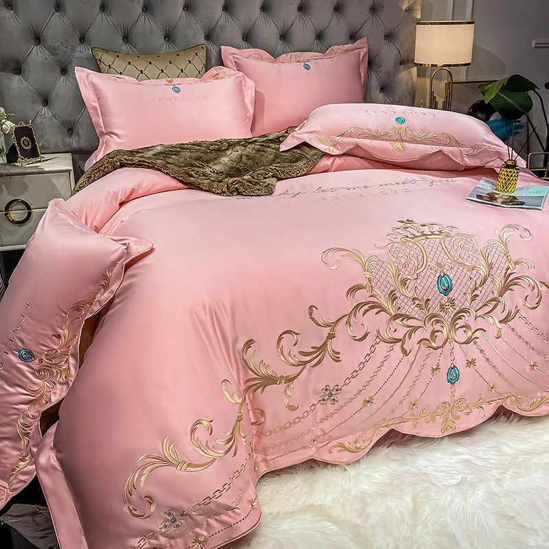 Four-piece Bed Sheet Cotton Ice Silk Quilt Cover world linen