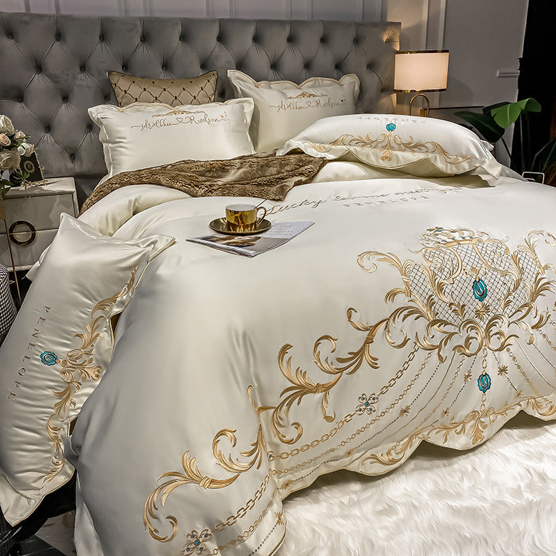 Four-piece Bed Sheet Cotton Ice Silk Quilt Cover world linen