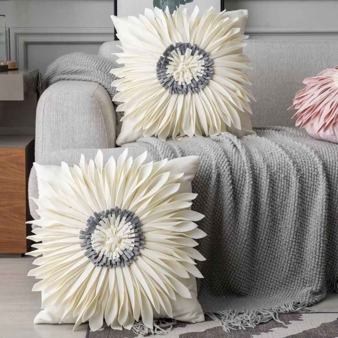 Fashion Modern Style White Throw Pillows Velvet Stitching 3D world linen