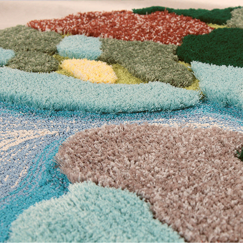 Light Luxury Flocking Carpet Moss Shaped Carpet world linen