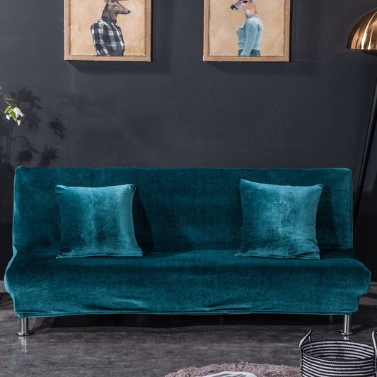 All-inclusive Silver Fox Velvet Armless Folding Sofa Bedspread
