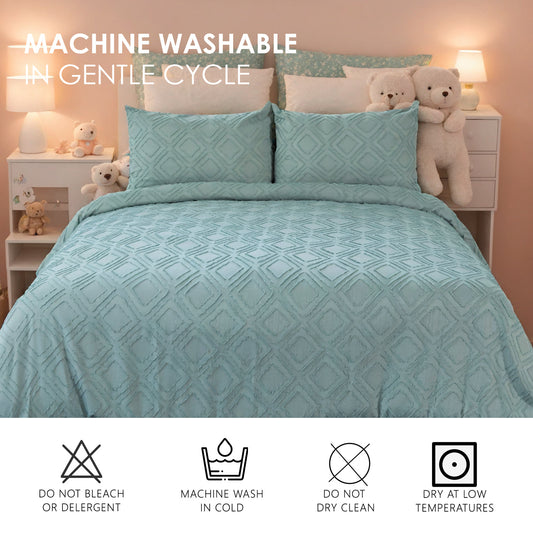 Boho Quilt Cover Set – Tufted, Washable, Hotel Quality