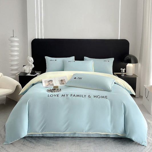 Contrast Color Pure Cotton Minimalist Bed Sheets Bedding Set world linen