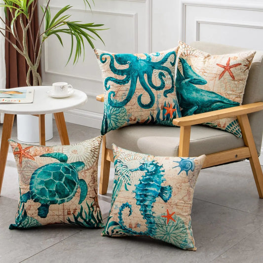 Cushion Covers Sea Turtle Printed Throw Pillow Cases For Home Decor world linen
