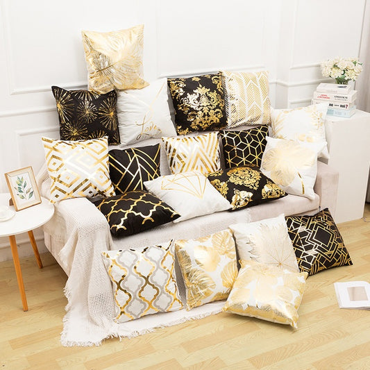 Elegant White & Gold Pillow Covers | Home Decor Accents