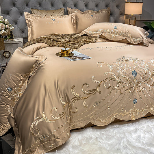 Four-piece Bed Sheet Cotton Ice Silk Quilt Cover world linen