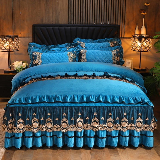 Lace Bedskirt Bedclothes Mattress Cover Bedspread Pillowcases 