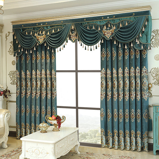 Luxury Embroidered Velvet Blackout Curtains – 2‑Piece Set