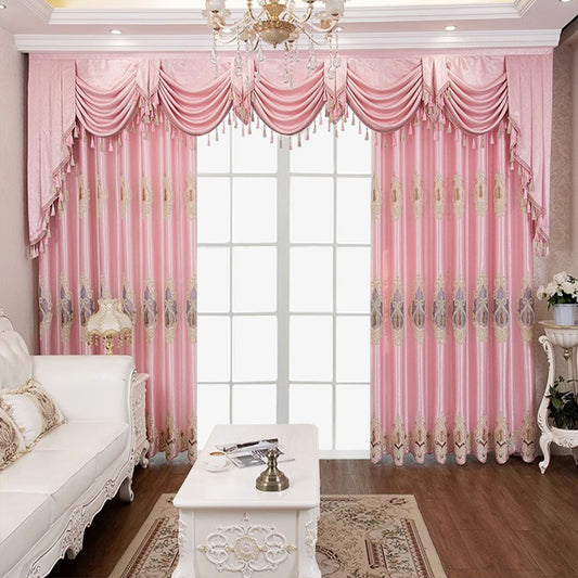 Luxury European Curtains – 2 Panels Embroidered for Bedroom