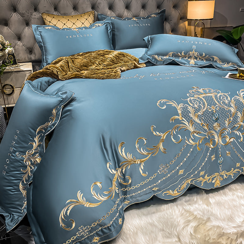 Four-piece Bed Sheet Cotton Ice Silk Quilt Cover world linen