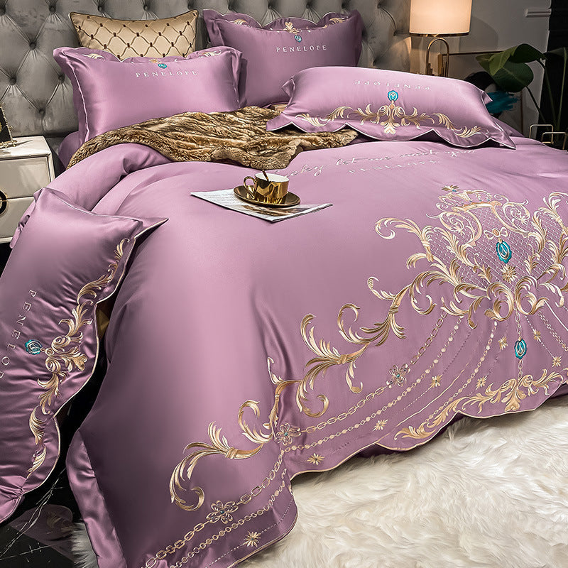 Four-piece Bed Sheet Cotton Ice Silk Quilt Cover world linen