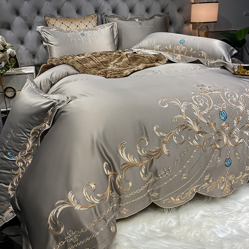 Four-piece Bed Sheet Cotton Ice Silk Quilt Cover world linen